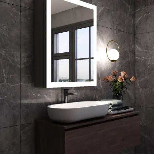 وحدة مرايا مضيئة بيري مع وحدة تخزين لتوفير إضاءة وتنظيم مثالي للأغراض الشخصية