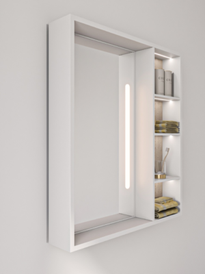 Cavina Illuminated Bathroom Mirror Unit with Shelves - Image 3