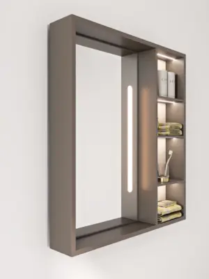 Cavina Illuminated Bathroom Mirror Unit with Shelves - Image 4