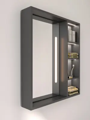Cavina Illuminated Bathroom Mirror Unit with Shelves - Image 11