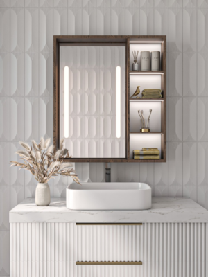 Cavina Illuminated Bathroom Mirror Unit with Shelves - Image 16