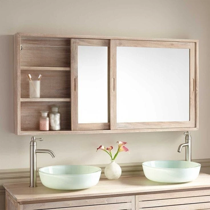 مراية حمام باشون بوحدة تخزين Bashoon bathroom mirror with storage unit - Image 1