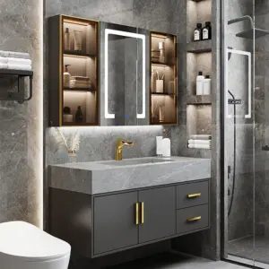 Zidak illuminated mirror and bathroom cabinet