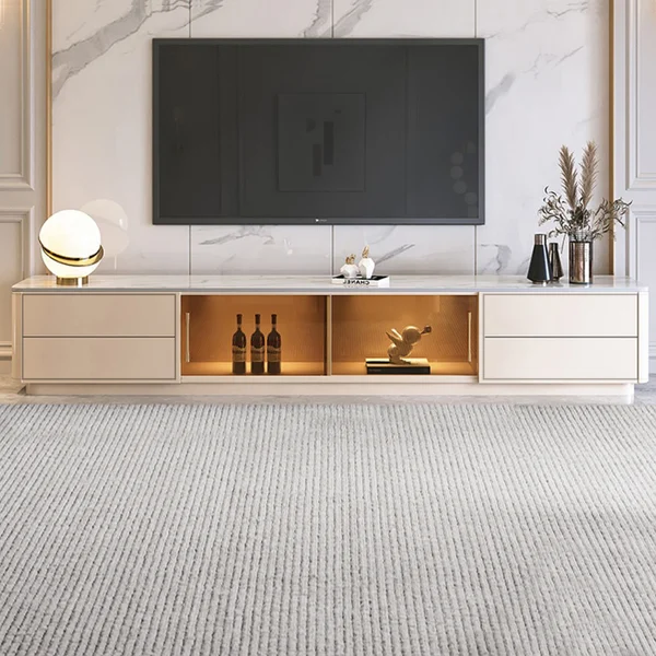 ترابيزة تليفزيون خشب طبيعي جراني Granite natural wood TV table - Image 1