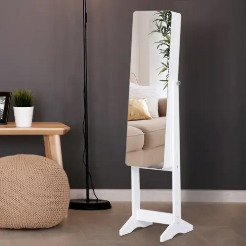 خزانة المجوهرات لورديانا مع مرآة كاملة تعتبر إضافة رائعة للمساحات الداخلية التي تحتاج إلى تنظيم وأناقة في آن واحد. تتميز بتصميم عصري يوفر لك مجموعة من الحلول العملية لتخزين وتنظيم المجوهرات والإكسسوارات بأمان. تحتوي الخزانة على مرآة كاملة تساعدك في التحضير اليومي، مما يتيح لك رؤية كامل الإطلالة عند ارتداء المجوهرات أو الإكسسوارات. كما تحتوي على أدراج ومساحات متعددة لتخزين القطع الصغيرة مثل الأقراط، الساعات، والأساور، مع تخصيص أماكن مريحة لترتيب السلاسل والقلائد. يُعد هذا المنتج مثاليًا لمن يبحث عن مزيج من الجمال والوظيفة، فهو ليس مجرد قطعة أثاث، بل هو حل شامل لتنظيم المساحة والحفاظ على إكسسواراتك بأفضل شكل.