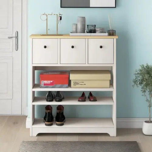 سناڨي رف أحذية ابيض 3 أدراج