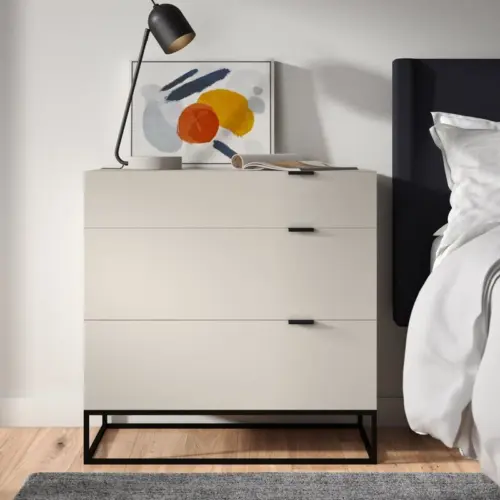 وحدة أدراج خشب ذات قاعدة معدنية