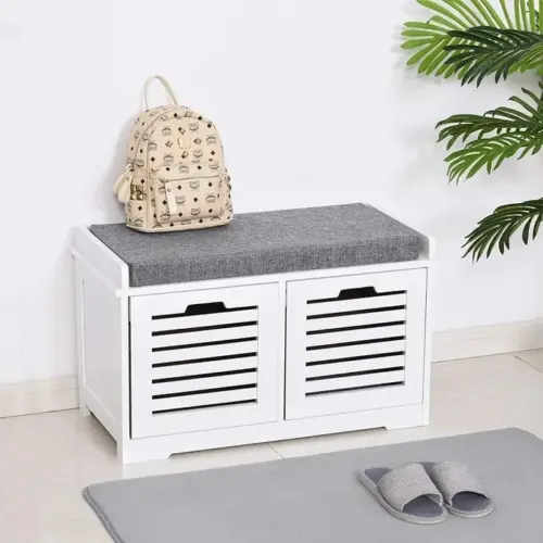 زيفون مقعد تخزين متعدد الاستخدام أبيض