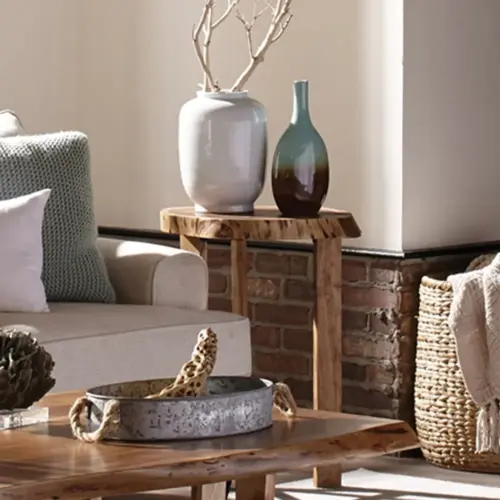 بركشير طاولة جانبية خشب طبيعي