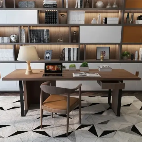 ريمي مكتب خشب طبيعي مع معدن