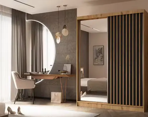 دولاب لاميلو خشب طبيعي مع مرآه