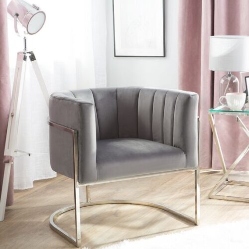 أريليا كرسي بذراعين خشب طبيعي وقوائم معدنية