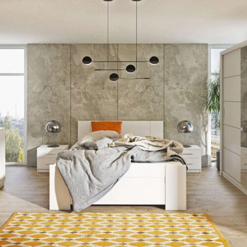 أورا طقم غرفة نوم مودرن بتصميم عصري خشب طبيعي