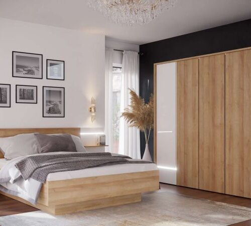 سولانا طقم غرفة نوم مودرن خشب طبيعي