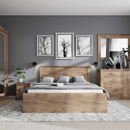 طقم غرفة نوم آڤيو من الخشب طبيعي