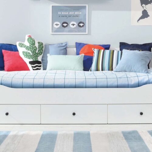 Levo Natural Wood Sofa Bed with 3 Storage Drawers